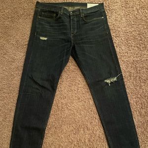Rag & Bone Fit 1 Skinny leg Platt w/holes. Size 38 waist 34 inseam.